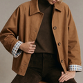 Brown Single Breasted Pocket Casual Collared Jacket