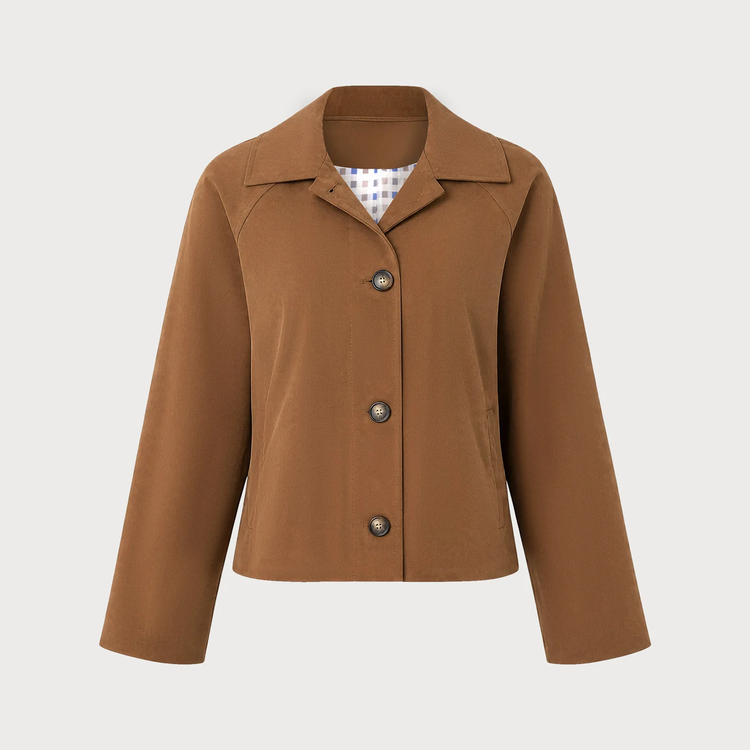 Brown Single Breasted Pocket Casual Collared Jacket