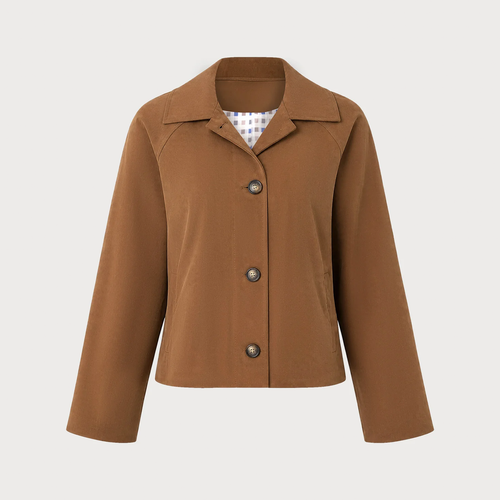 Brown Single Breasted Pocket Casual Collared Jacket