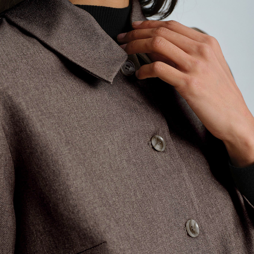 Single Breasted Solid Worsted Woven Work Jacket