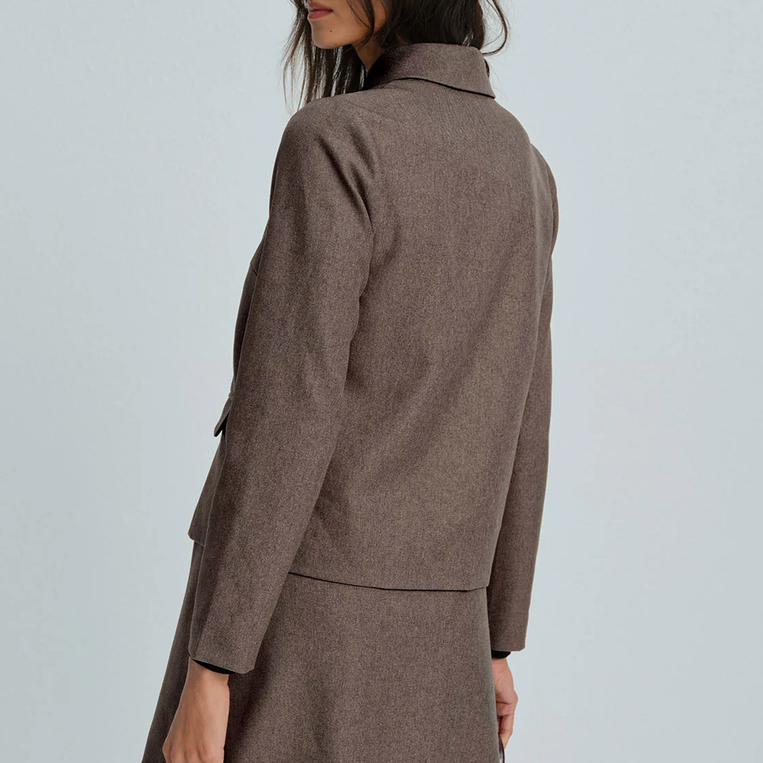 Single Breasted Solid Worsted Woven Work Jacket